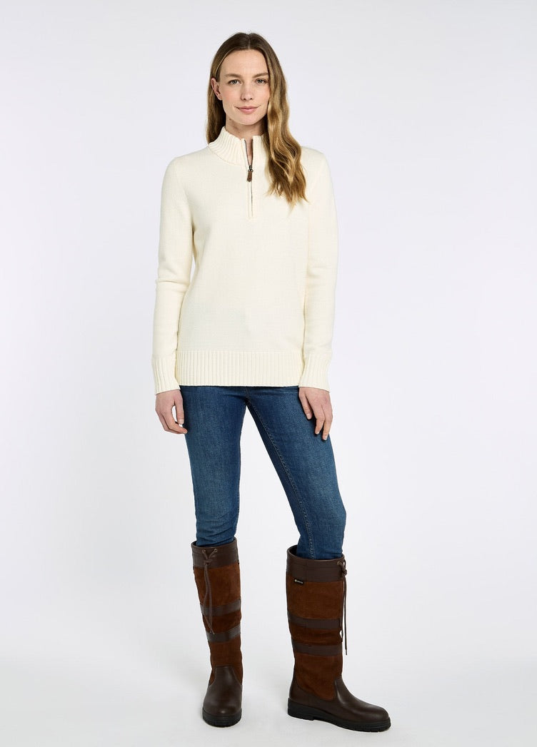 Dubarry MarkhamZip Neck Sweater - Chalk