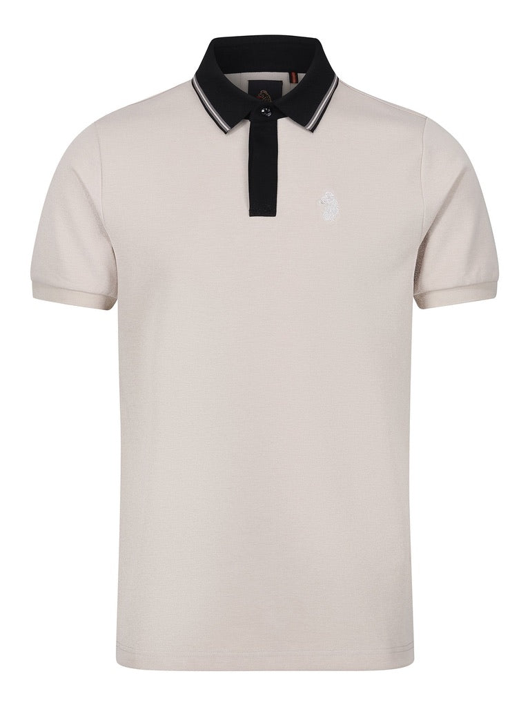 Luke Leo Tonal Polo Shirt - Dark Ecru