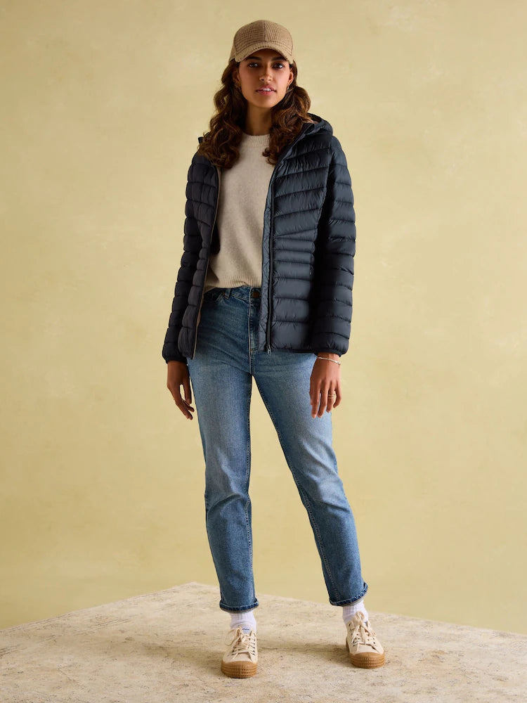 Joules Kenley Navy Showerproof Padded Coat with Hood - Navy