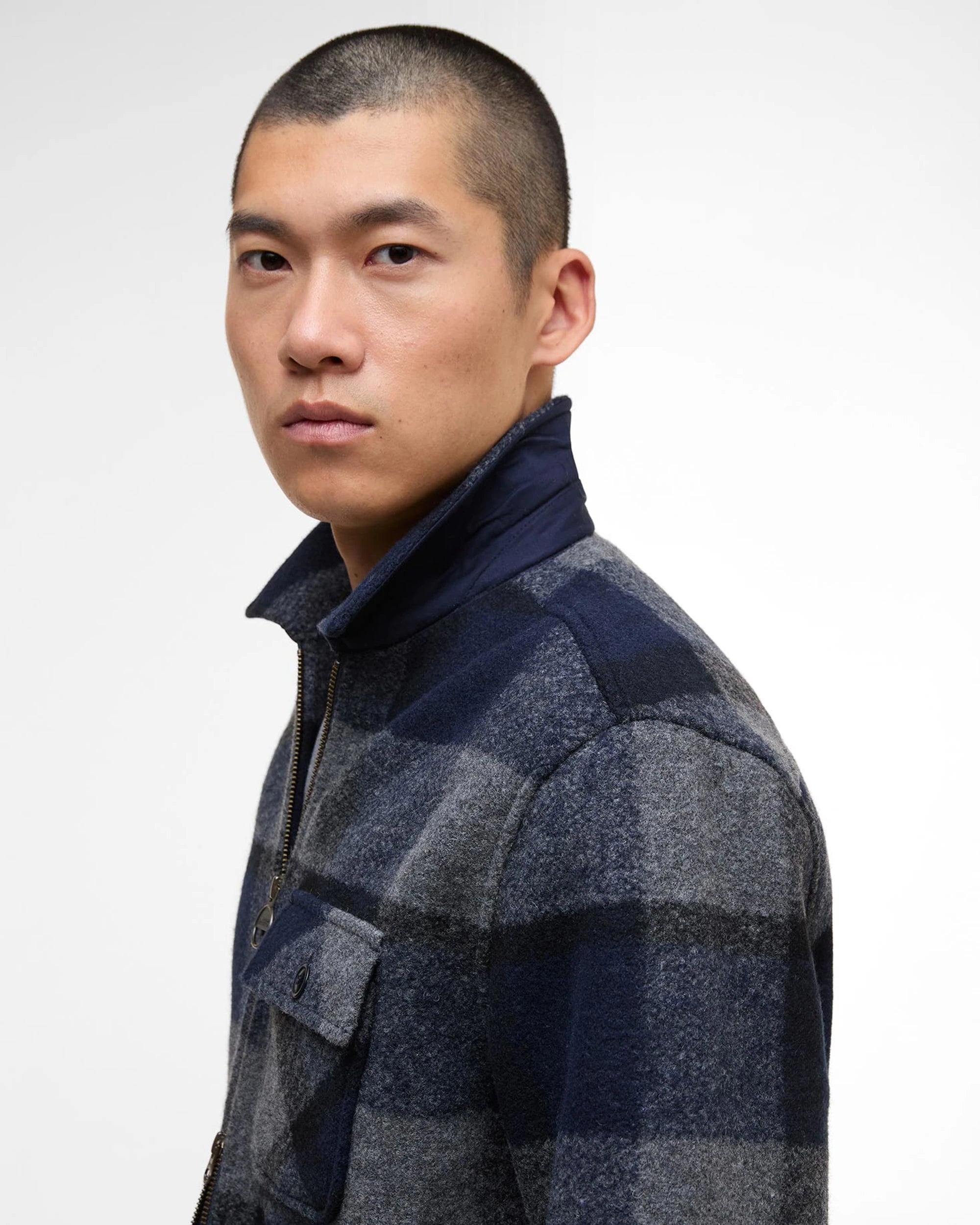 Barbour Hailwood Tartan Fleece Overshirt - Navy