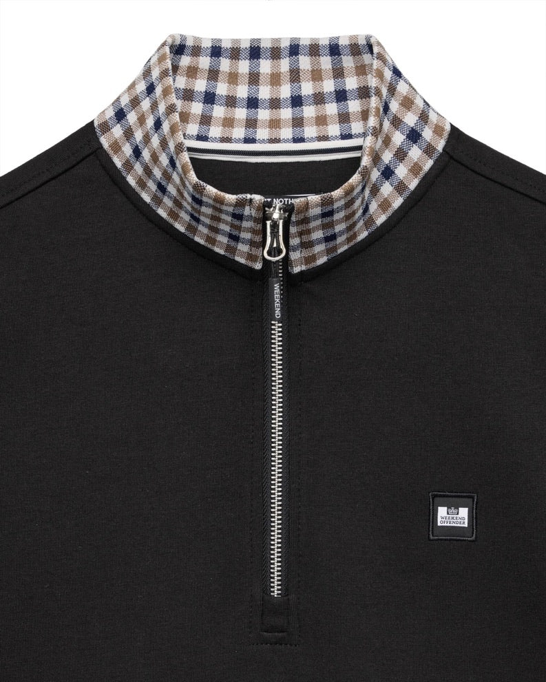 Weekend Offender Henson Jacquard Rib 1/4 Zip - Black