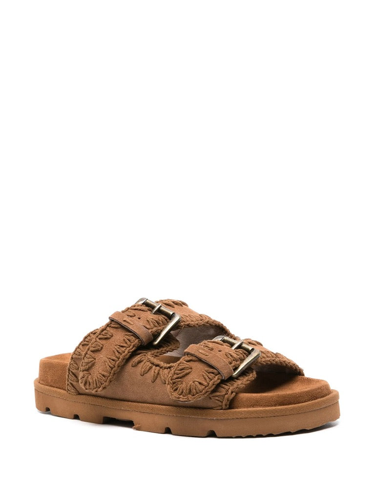 Mou Low Bio Sandal 2 Buckles Monochrome - Cognac