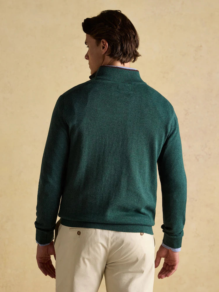 Joules Hillside Dark Green Quarter Zip Knitted Jumper