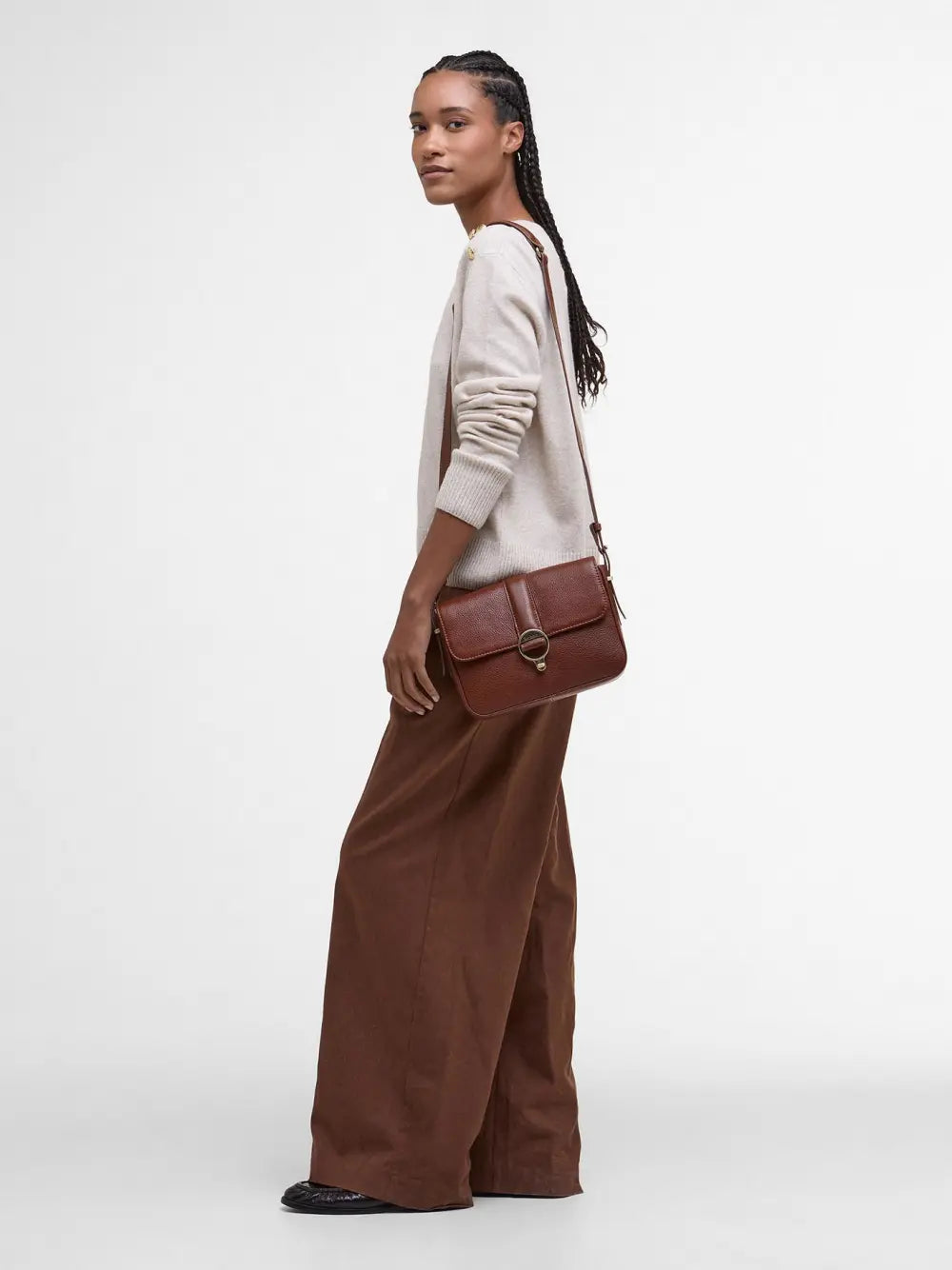 Barbour Rosa Leather Crossbody Bag - Brown