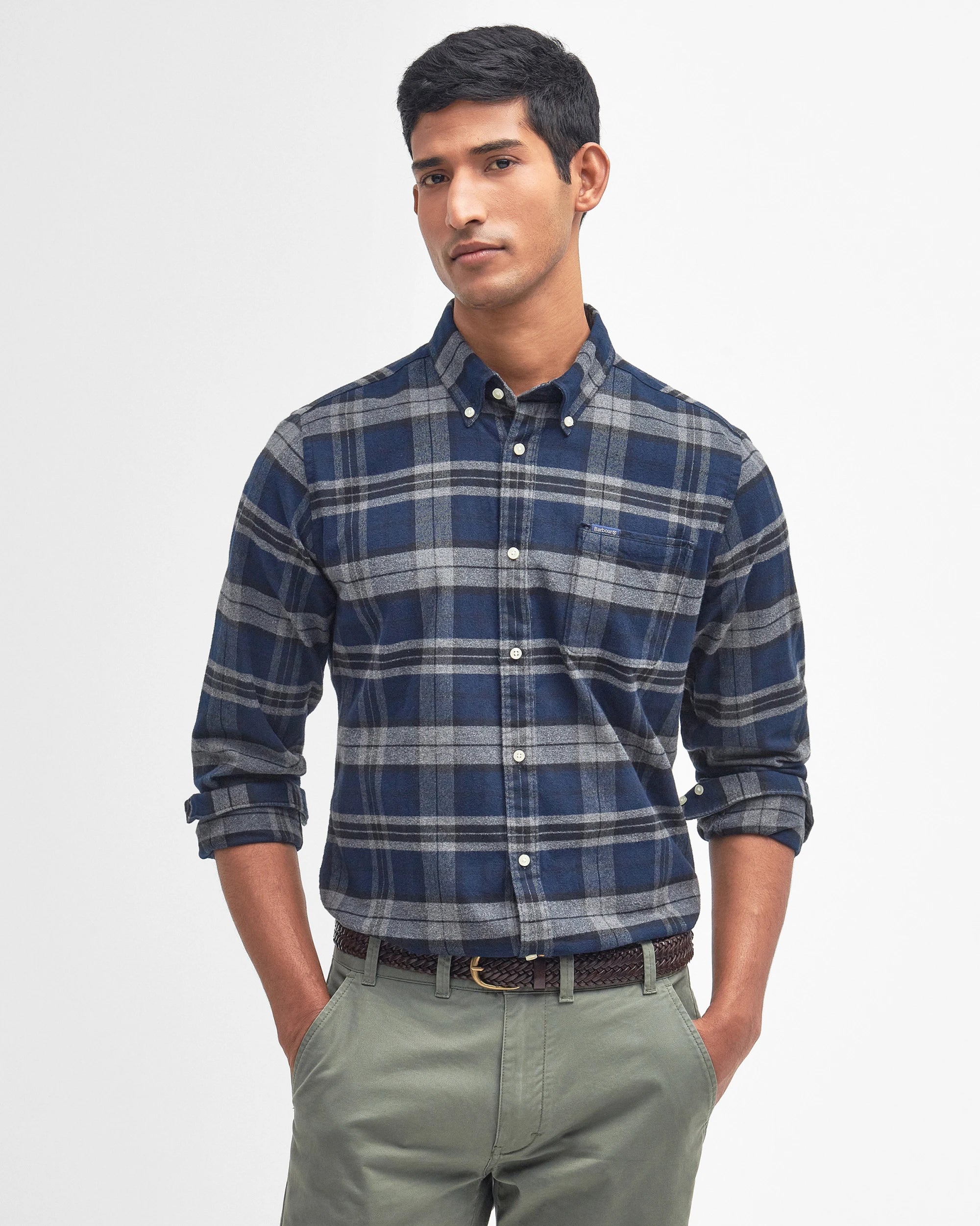 Barbour Betson Tailored Checked Shirt - Grey Marl