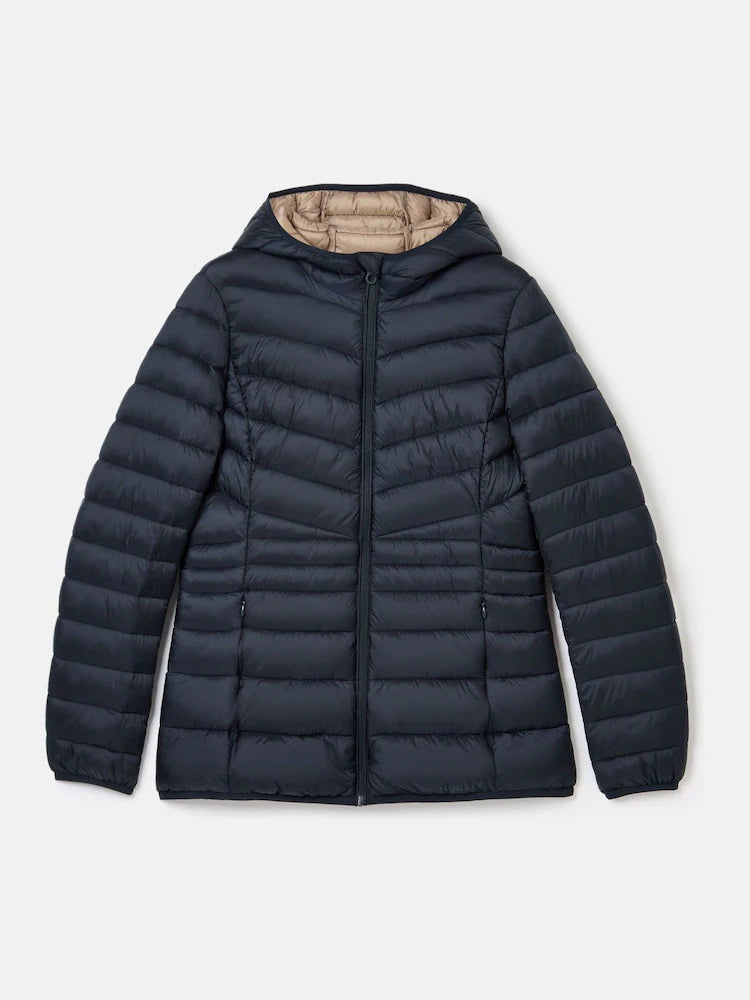 Joules Kenley Navy Showerproof Padded Coat with Hood - Navy
