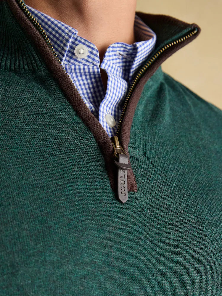 Joules Hillside Dark Green Quarter Zip Knitted Jumper