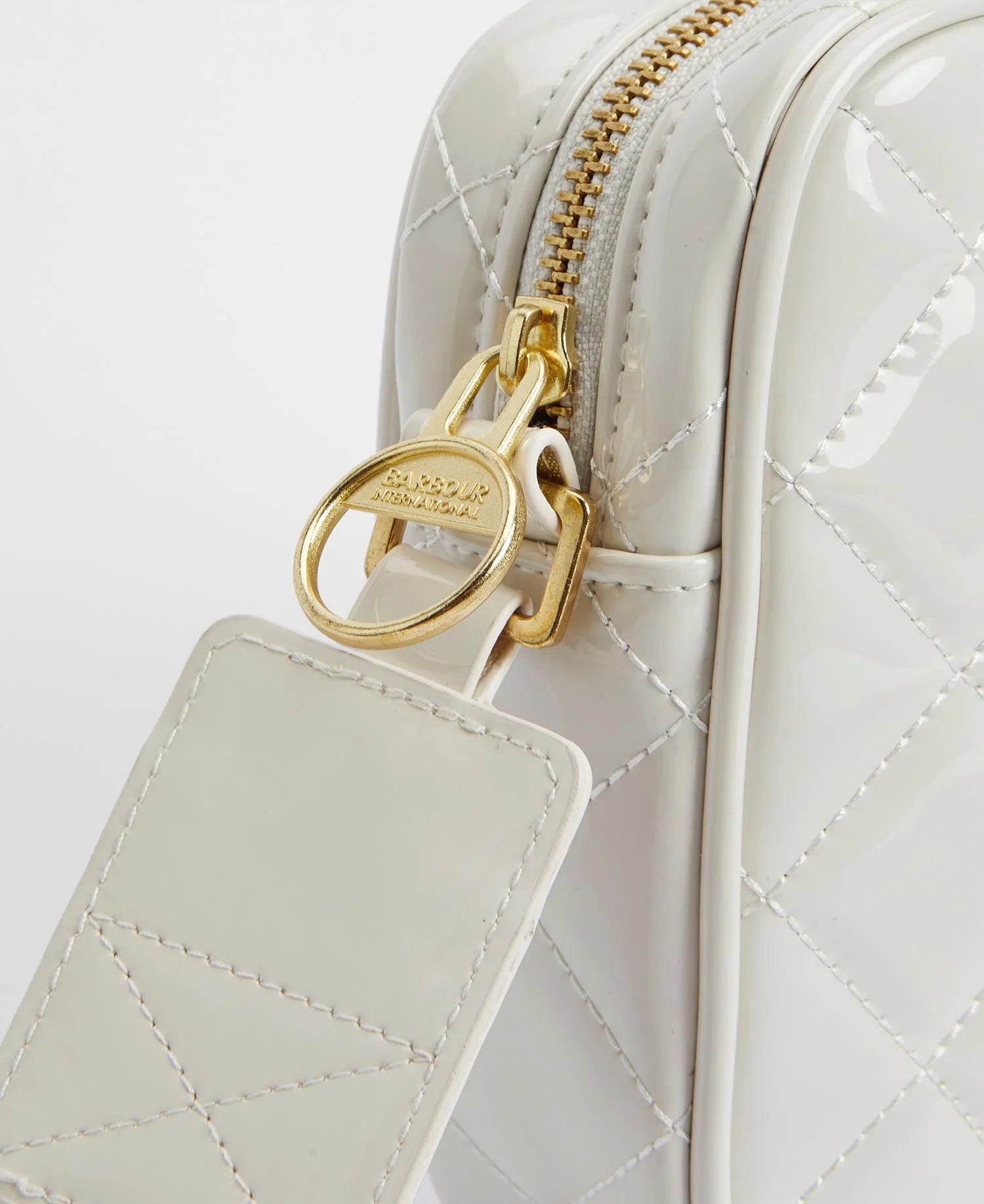 Barbour International Quilted Sloane Crossbody Bag - Gloss Silver Birch