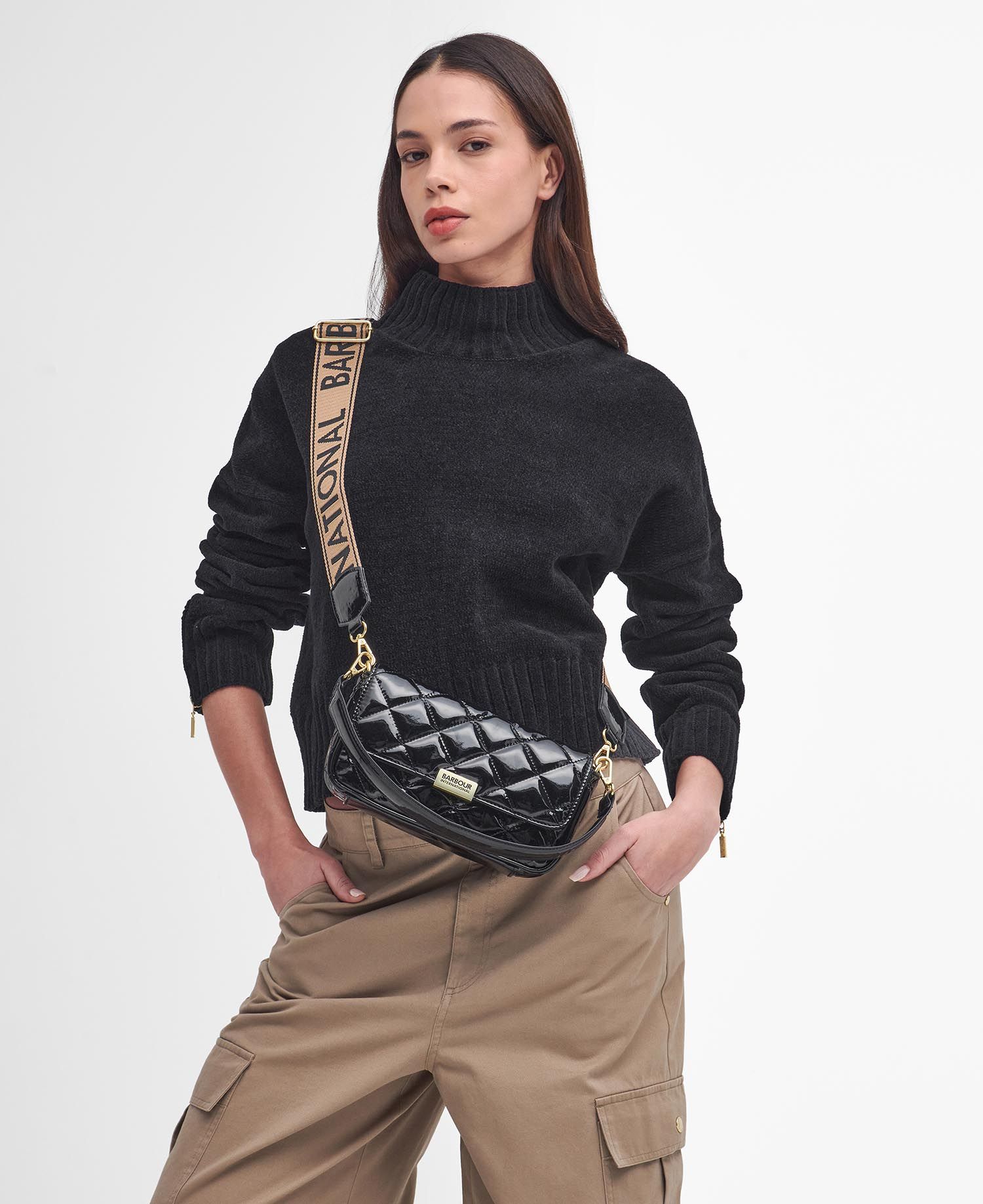 Barbour International Quilted Mini Soho Crossbody Bag - High Shine Black