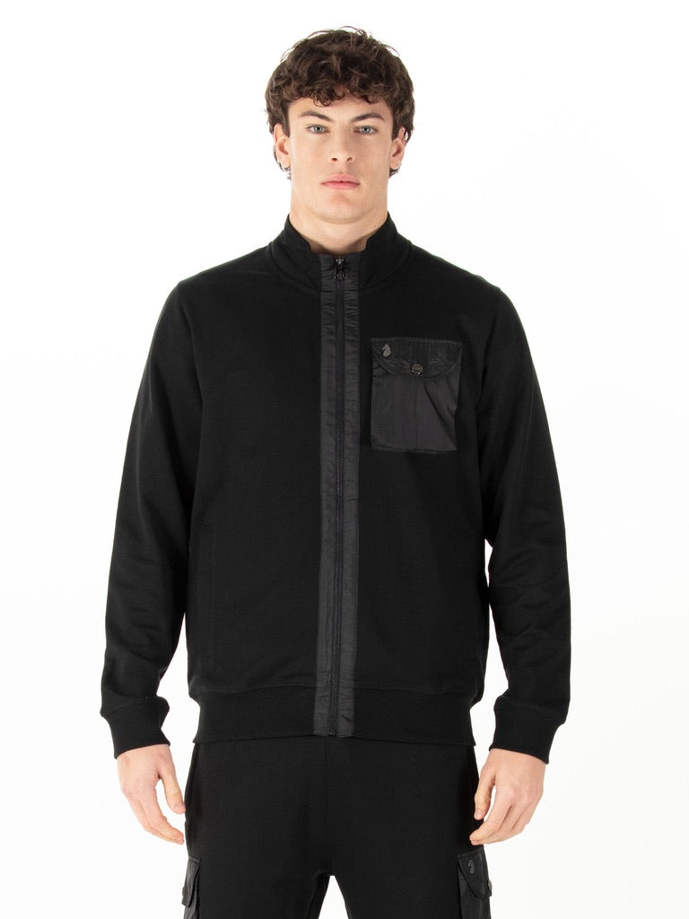 Luke 1977 Sutton Contrast Pocket Funnel Full Zip Jumper - Black
