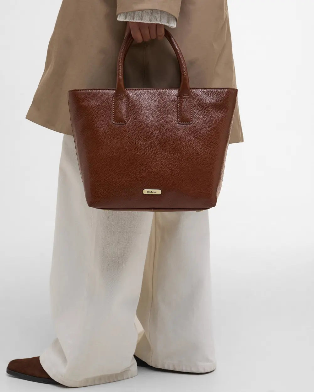 Barbour Birch Leather Tote Bag - Brown