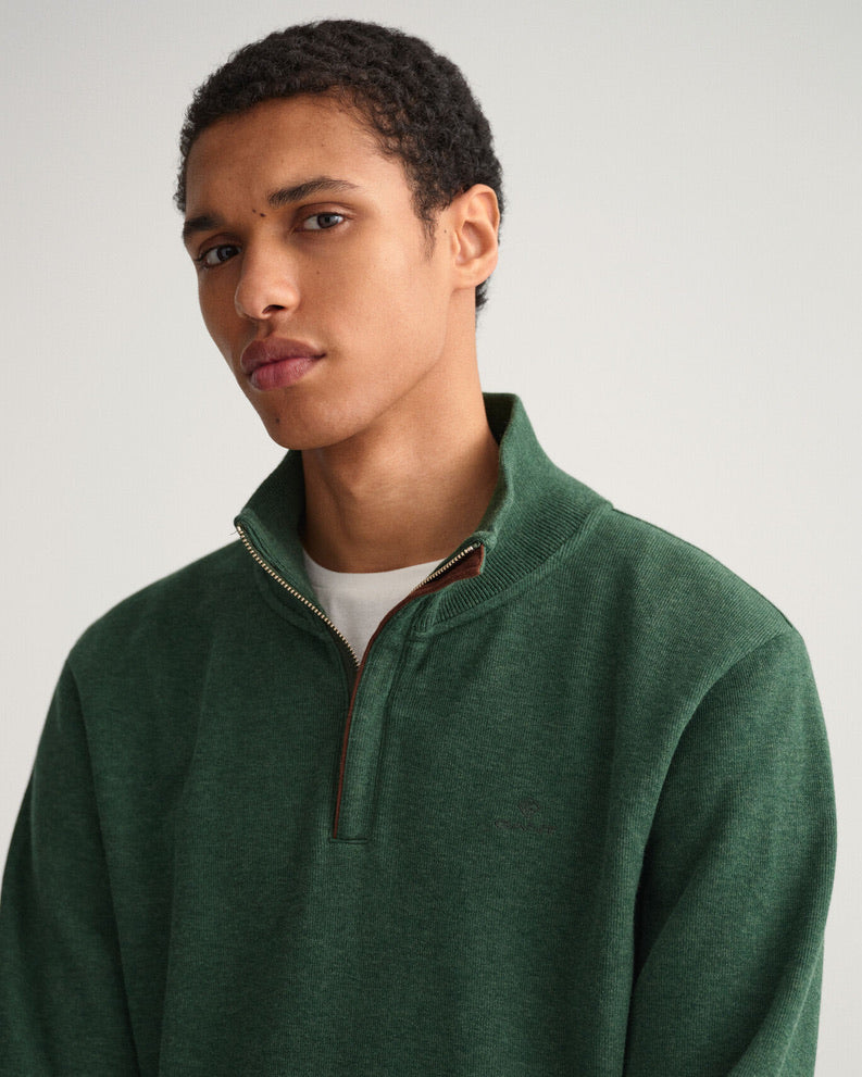 Gant Sacker Half Zip Sweater - Tartan Green