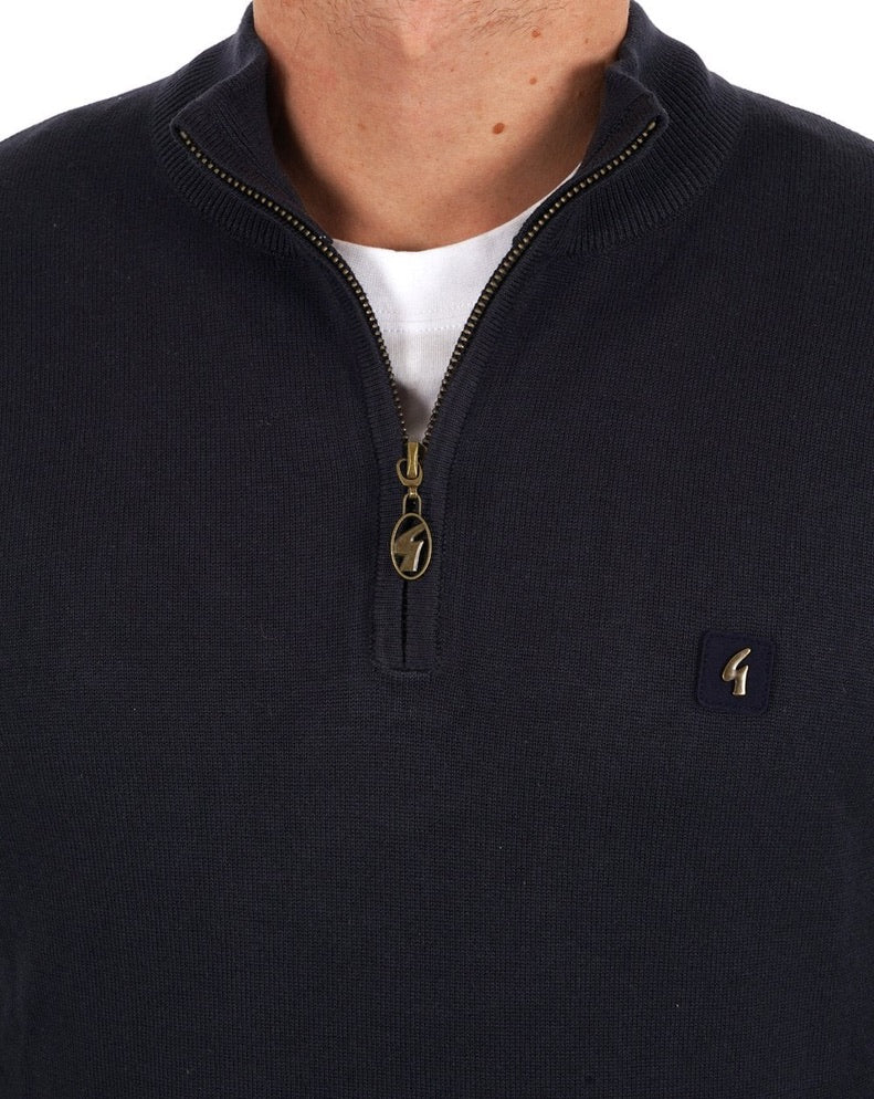 Gabicci Naxton Quarter Zip Jumper - Navy