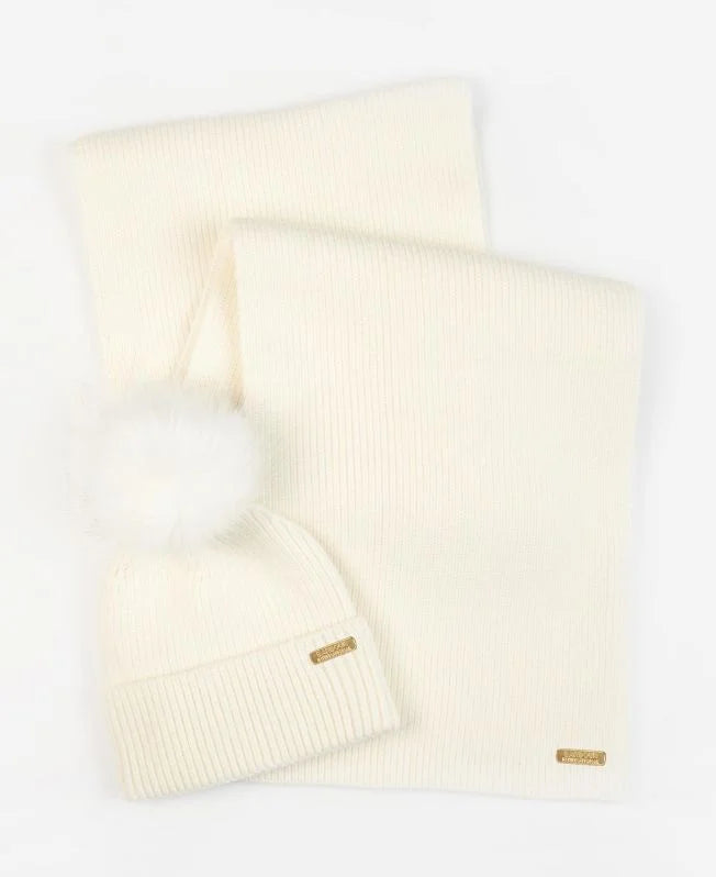 Barbour International Mallory Beanie Scarf Gift Set Optic