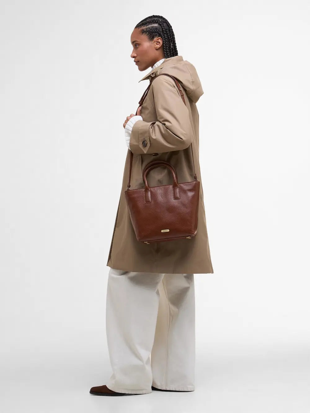 Barbour Birch Leather Tote Bag - Brown