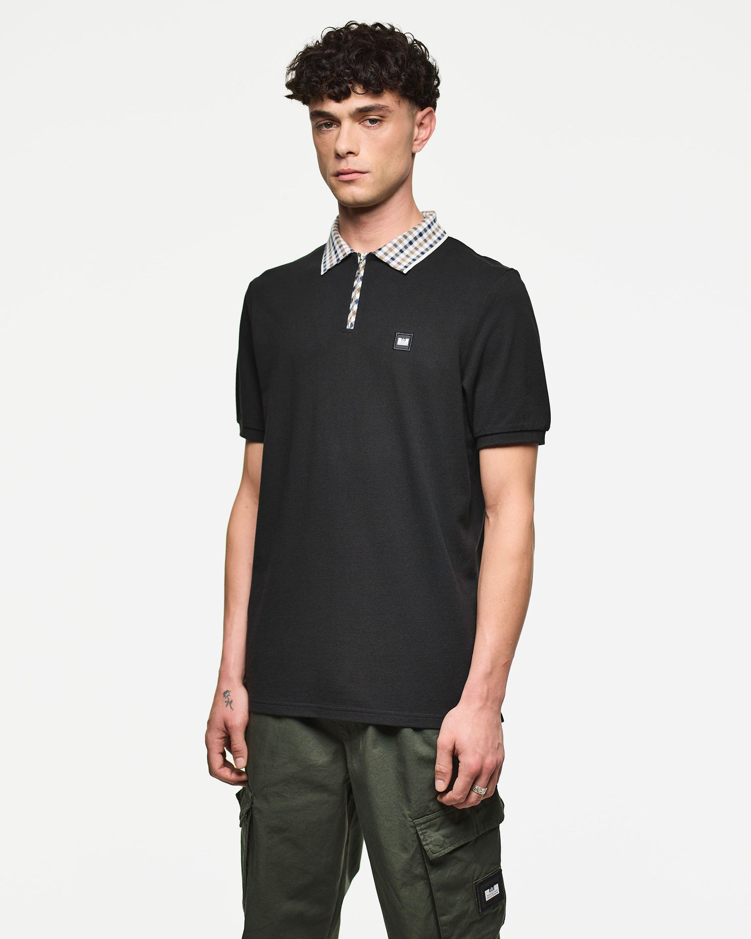 Weekend Offender Lachine Jaquard Rib Collar Polo Shirt - Black