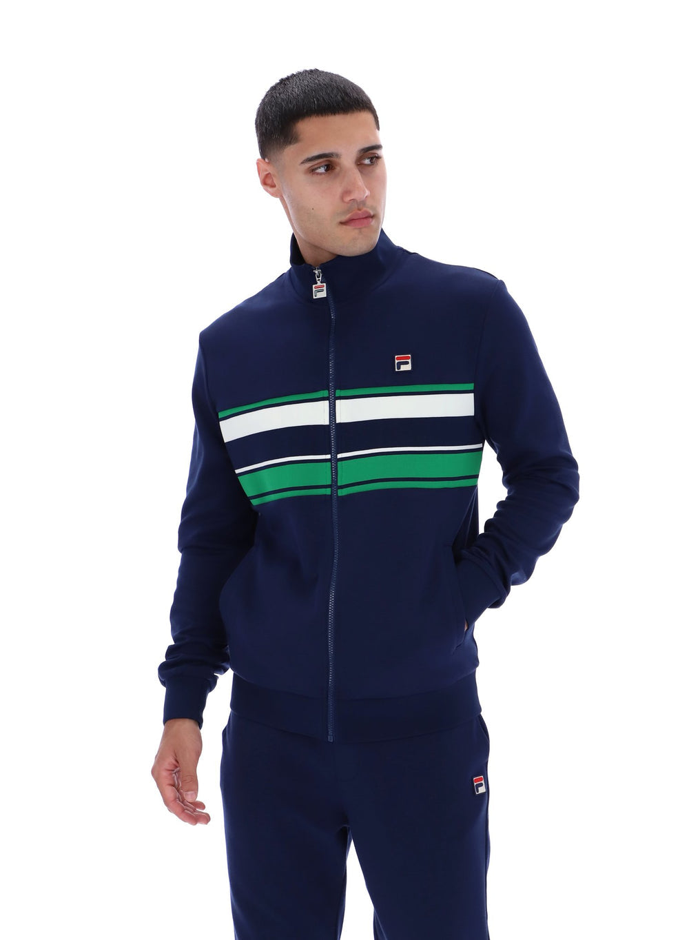 Fila Vinnie Cut and Sew Track Top - Fila Navy/Green Gardenia
