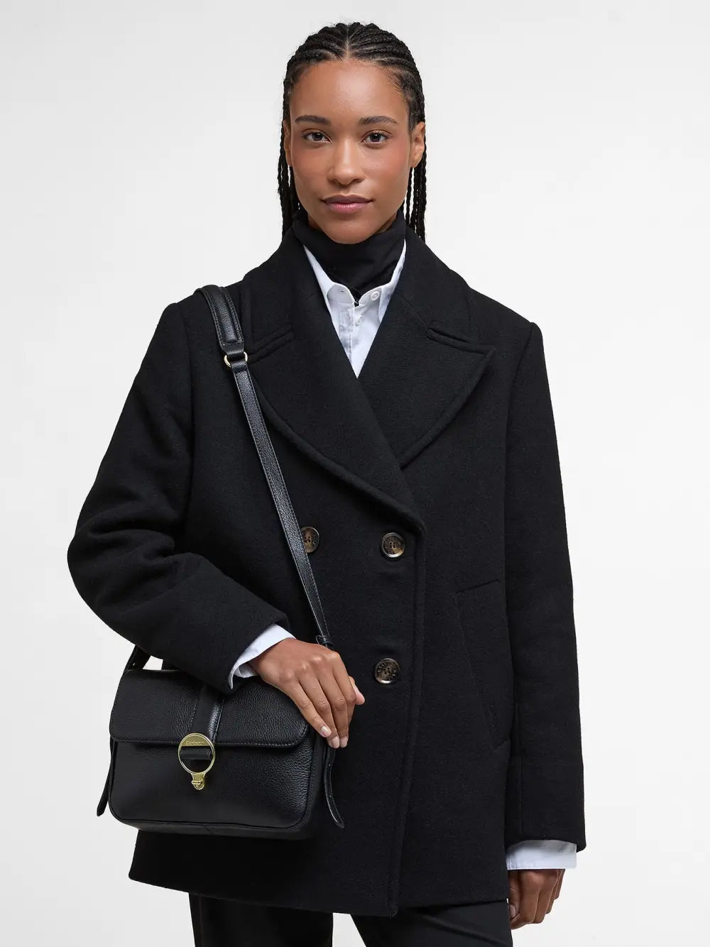 Barbour Rosa Leather Crossbody Bag - Black