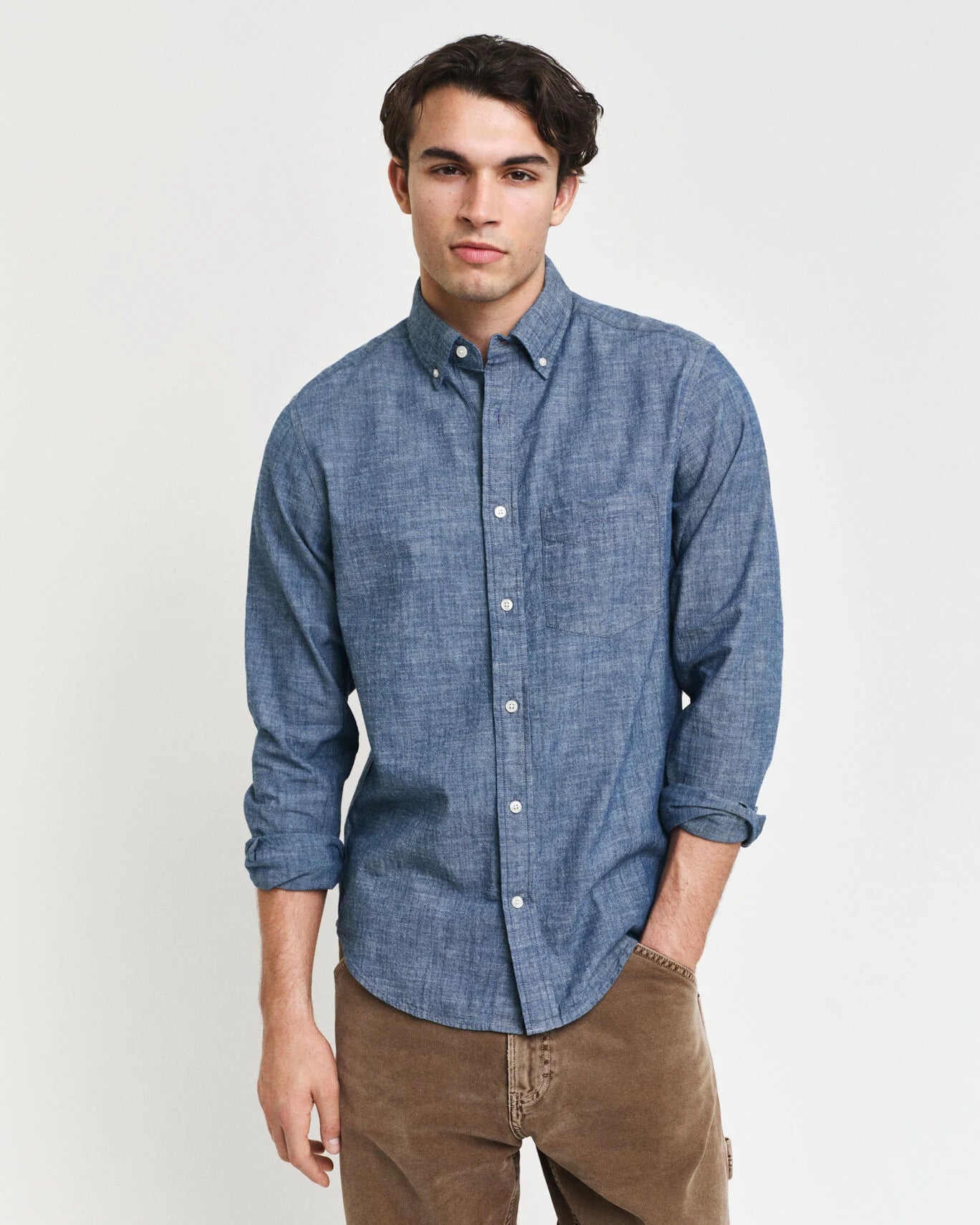 Gant Regular fit Indigo Chambray Shirt - Mid Blue