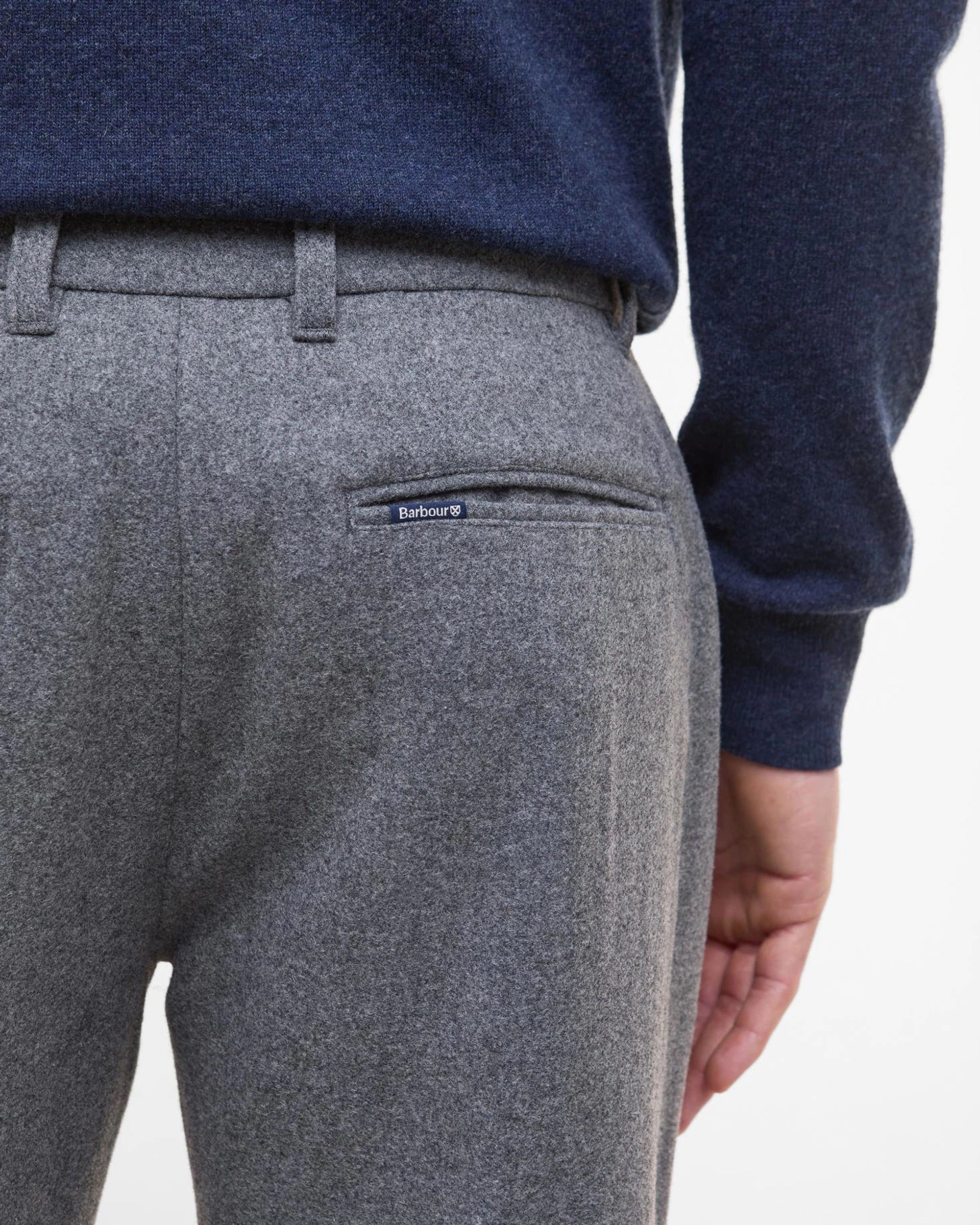 Barbour Wool Blend Tailored Trousers - Grey Marl