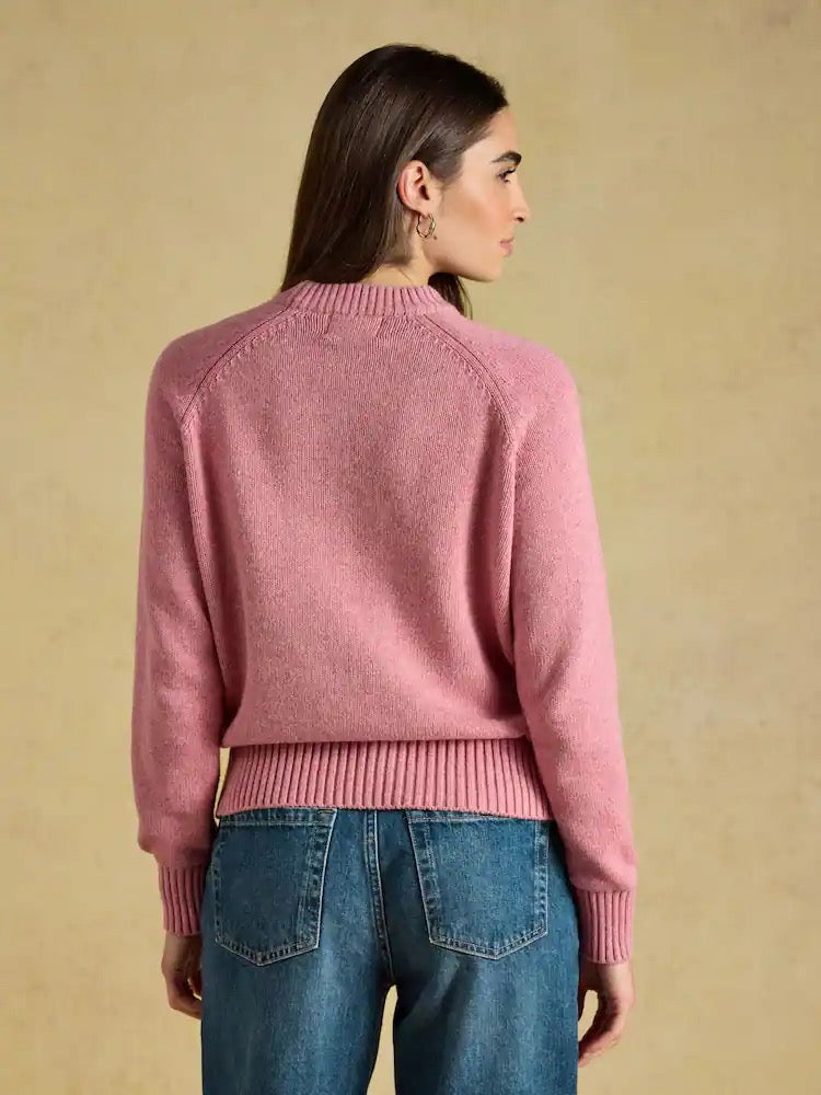 Joules Dashchund Dog Pink Cotton Blend Crew Neck Knitted Jumper
