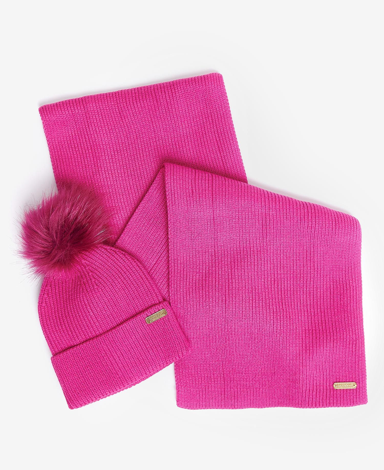 Barbour international Mallory Beanie & Scarf Gift Set - Fushia Lily