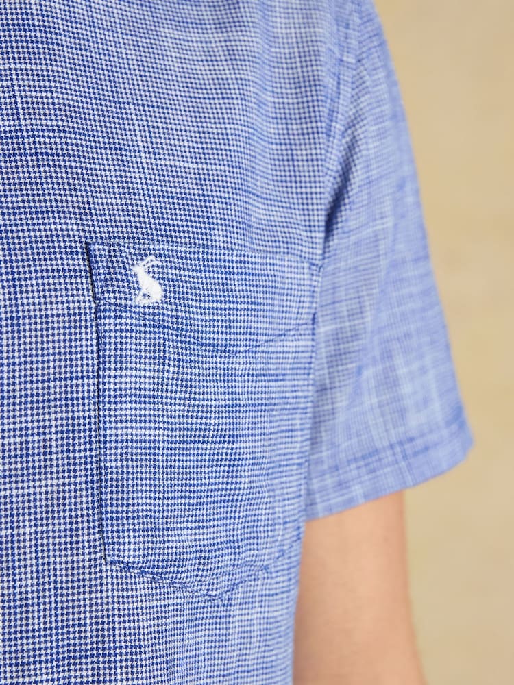 Joules Blue Puppytooth Short Sleeve Classic Fit Shirt