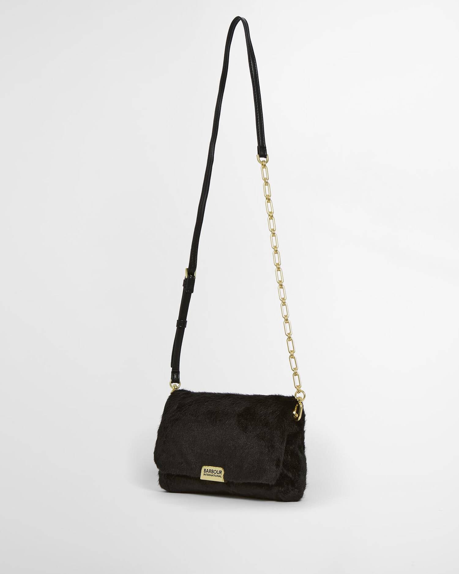 Barbour International Faux Fur Crossbody Bag - Black
