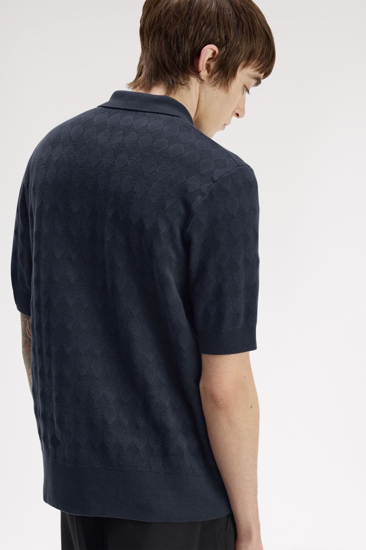 Fred Perry Pointelle Knitted Shirt - Navy