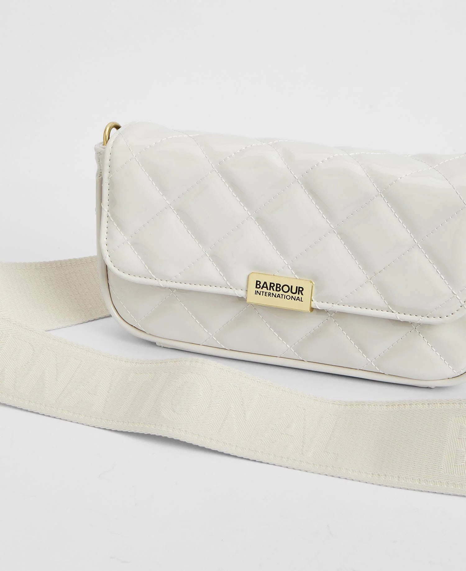 Barbour International Quilted Mini Soho Crossbody Bag - Gloss Silver Birch