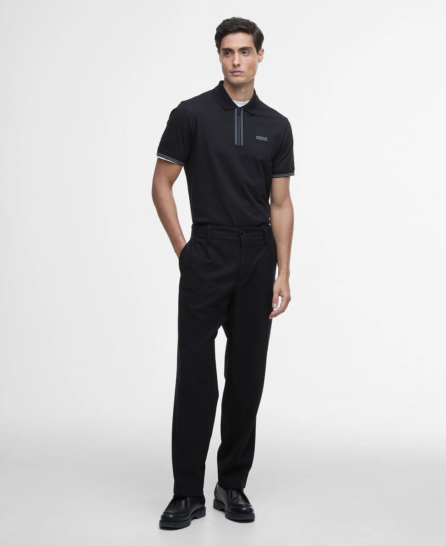 Barbour Ollie Twin Tipped Placket Polo Shirt - Black