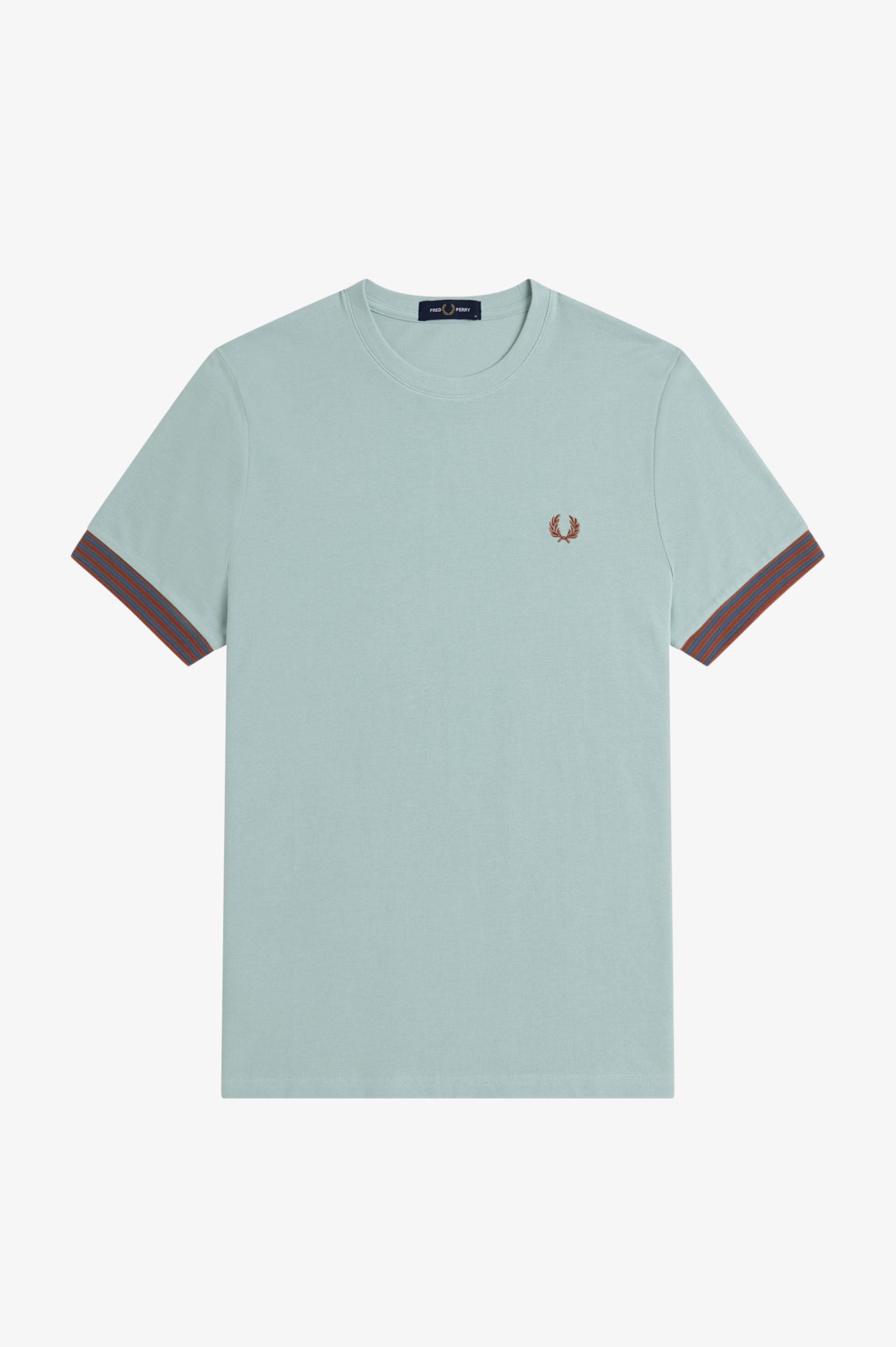 Fred Perry Striped Cuff T-Shirt - Silver Blue