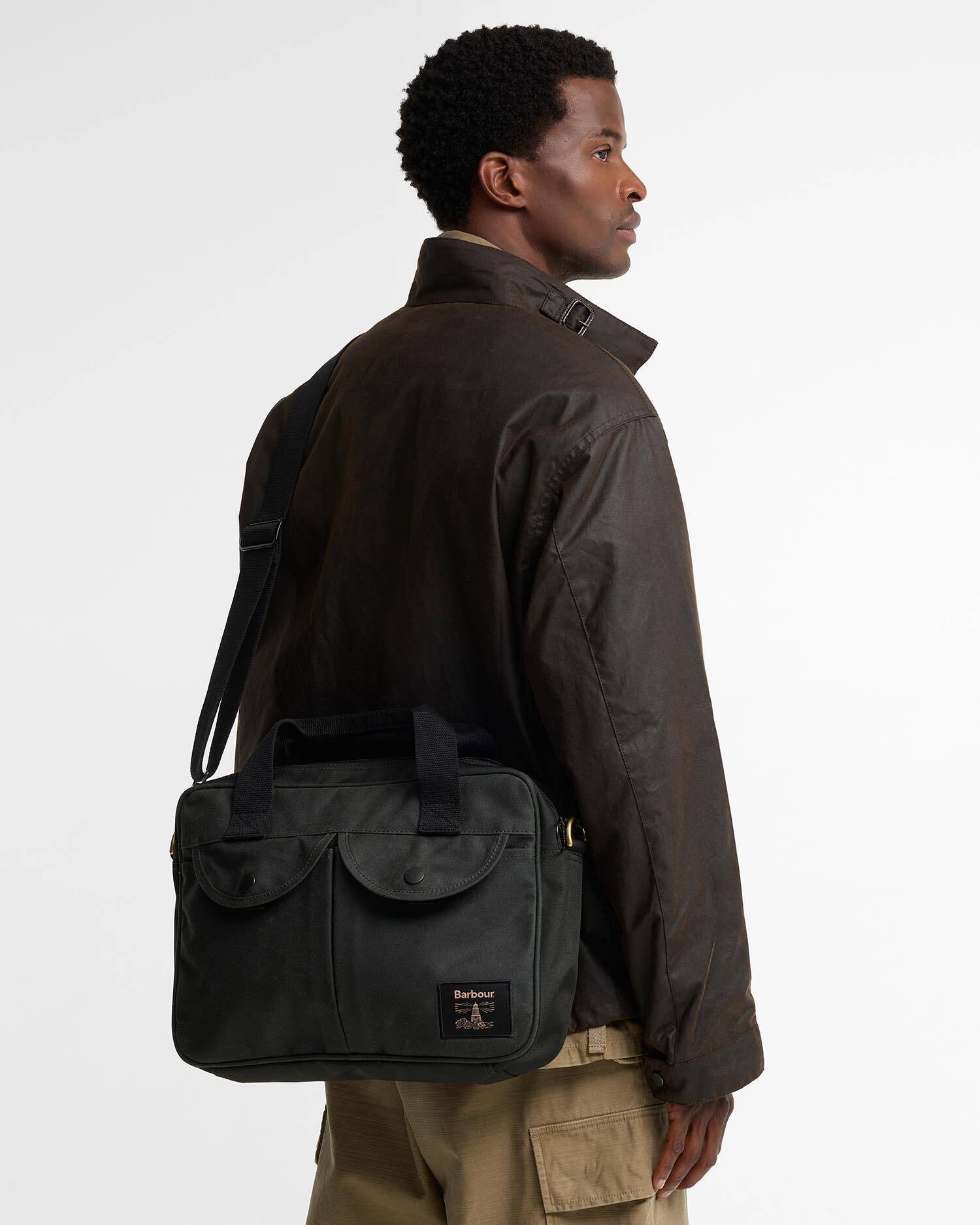Barbour Field Wax Laptop Bag - Sage