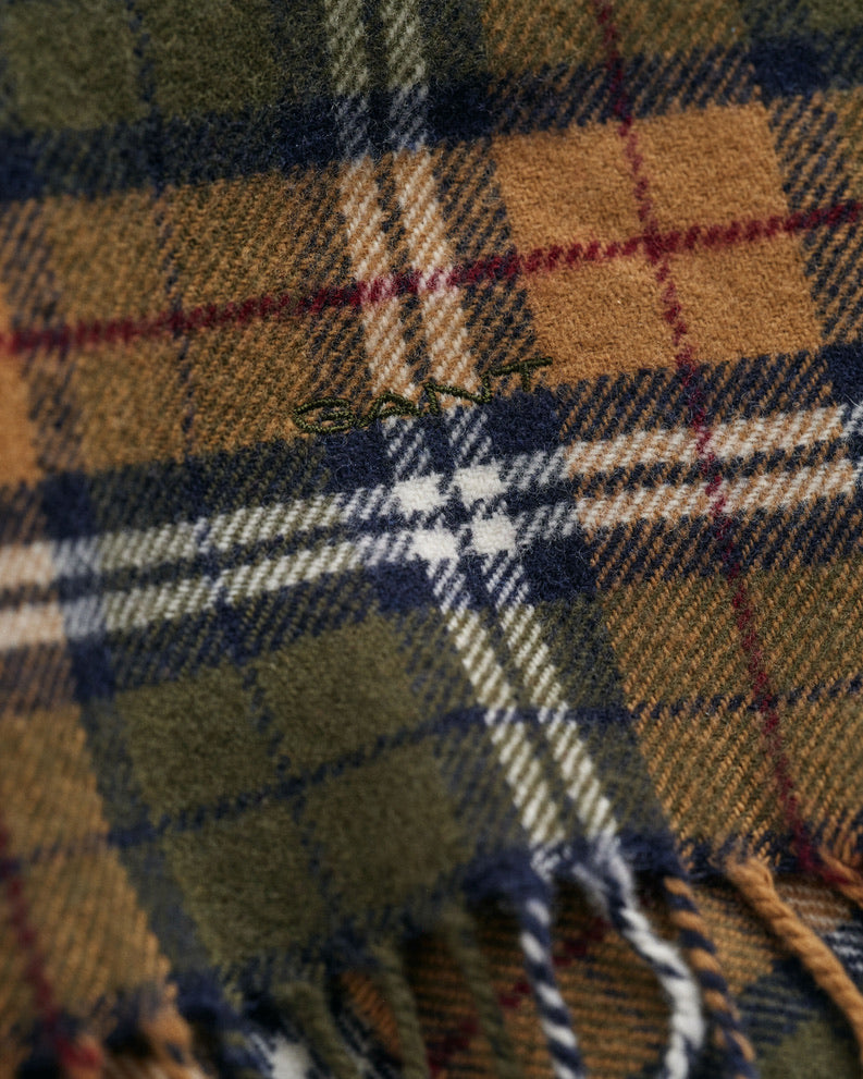 Gant Multi Check Scarf - Dark Earthy Green