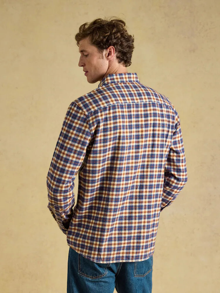 Joules Navy Long Sleeve Brushed Flannel Shirt