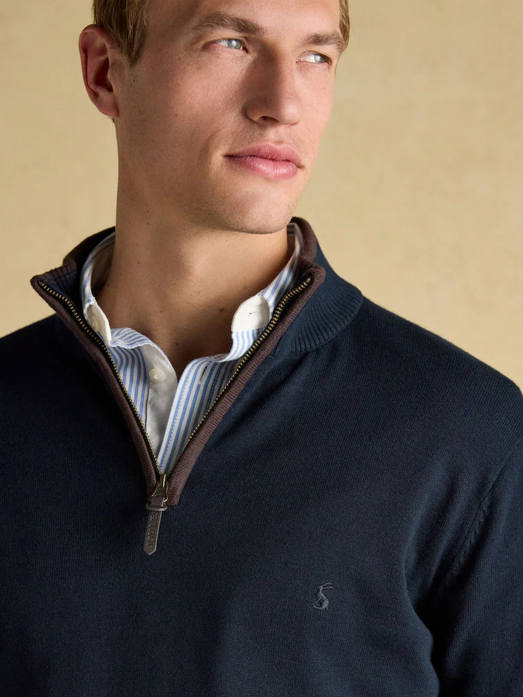 Joules Hillside Quarter Zip Jumper - Navy