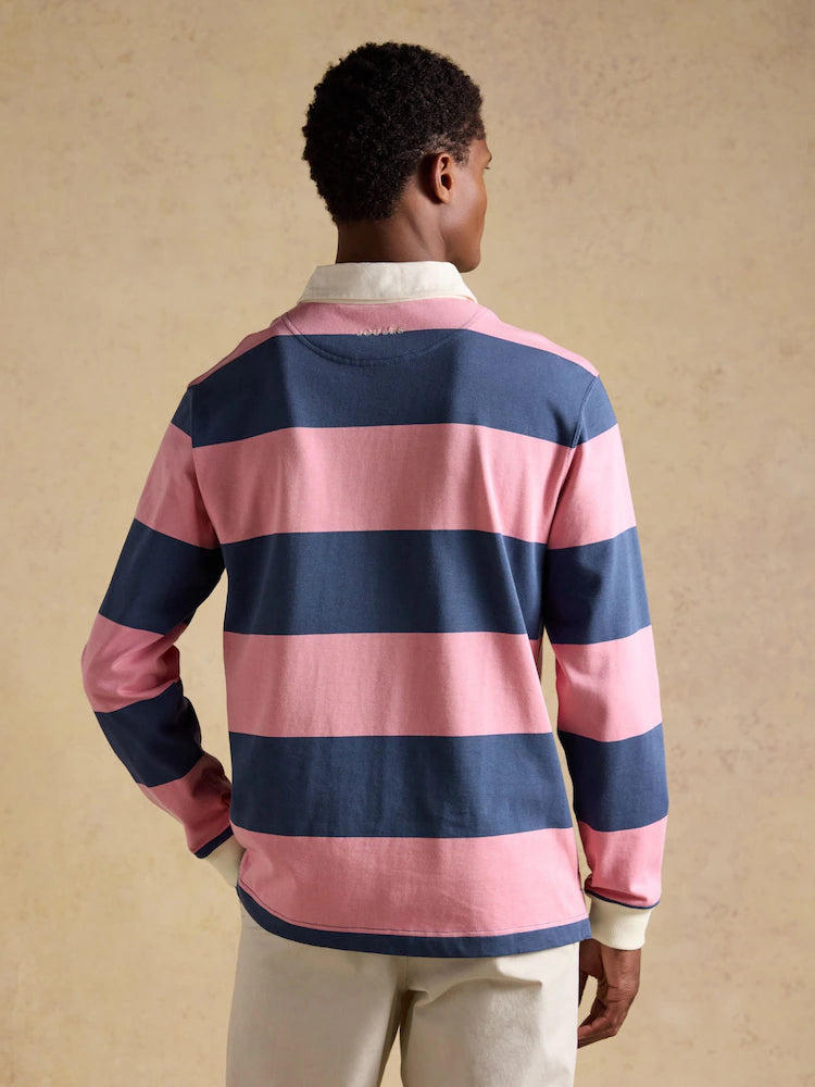 Joules Pink/Blue Striped Long Sleeve Rugby Shirt