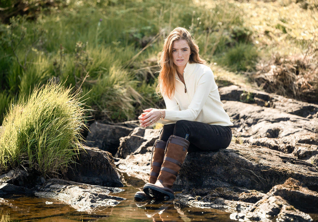 Dubarry MarkhamZip Neck Sweater - Chalk