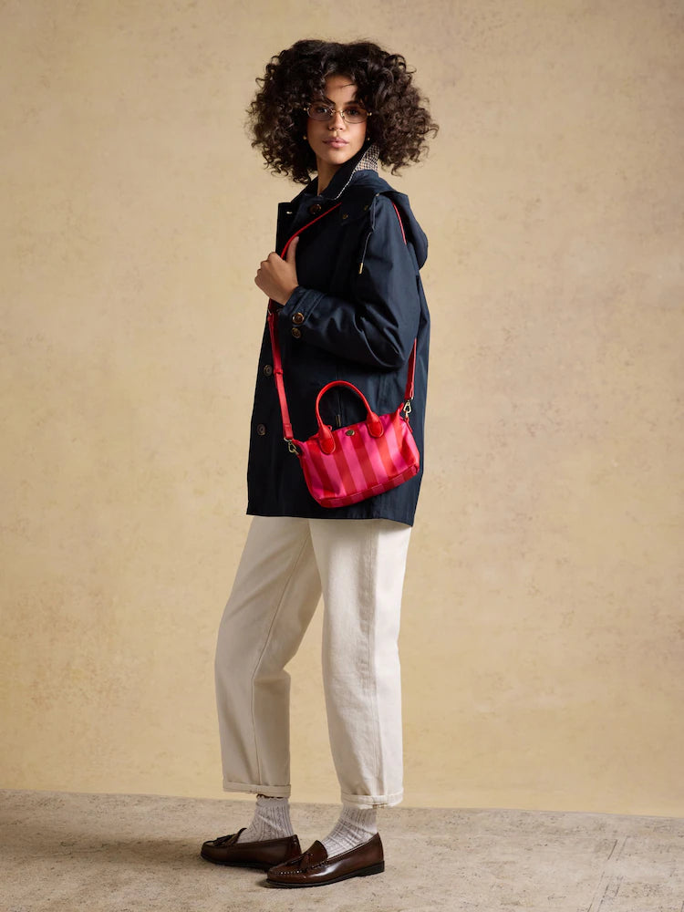 Joules Edie Red & Pink Striped Crossbody Handbag