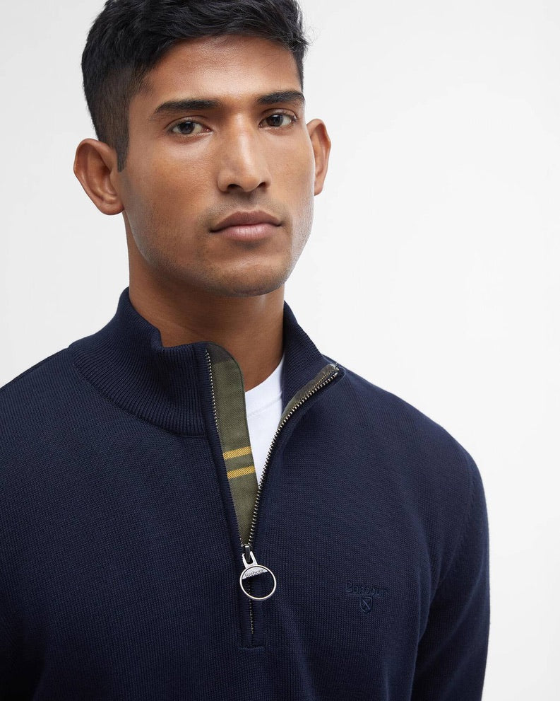 Barbour Cotton Half Zip Knitted Jumper - Navy