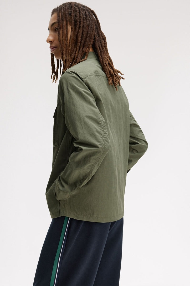 Fred Perry Ripstop Pocket Overshirt - Laurel Wreath Green