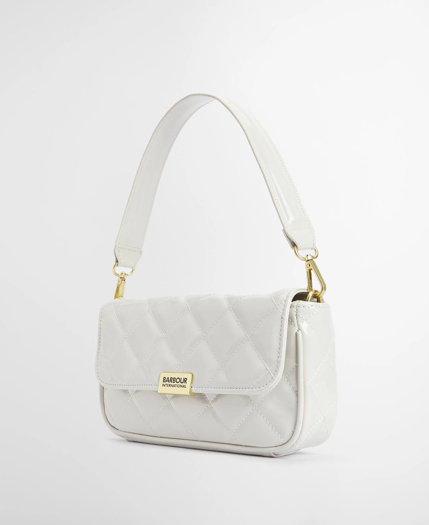 Barbour International Quilted Mini Soho Crossbody Bag - Gloss Silver Birch