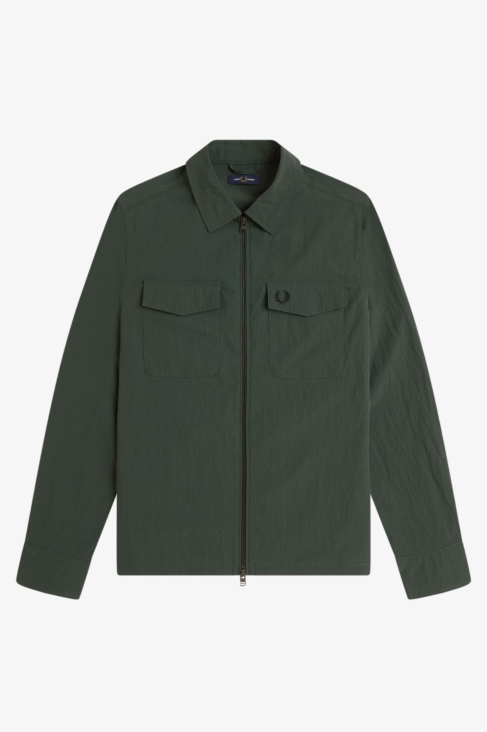Fred Perry Zip Through Overshirt - Court Green