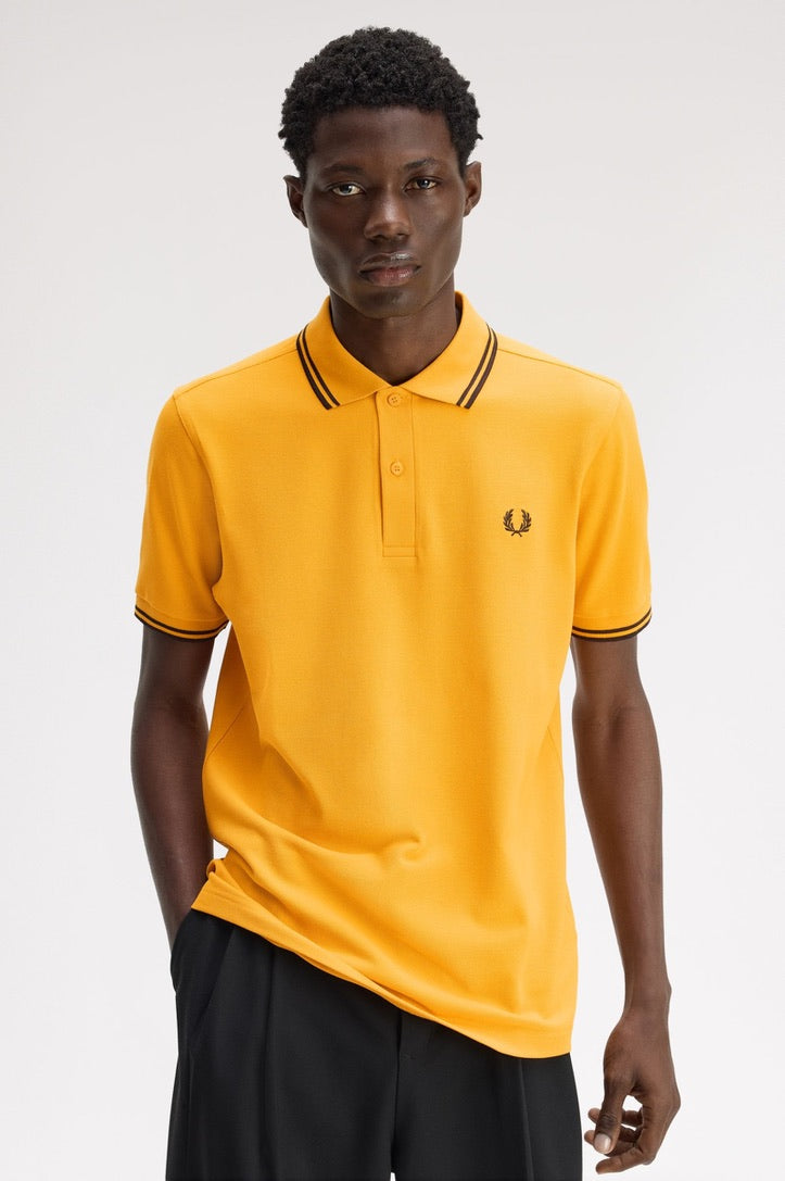 Fred Perry Twin Tipped Polo Shirt - Golden/Rich Brown