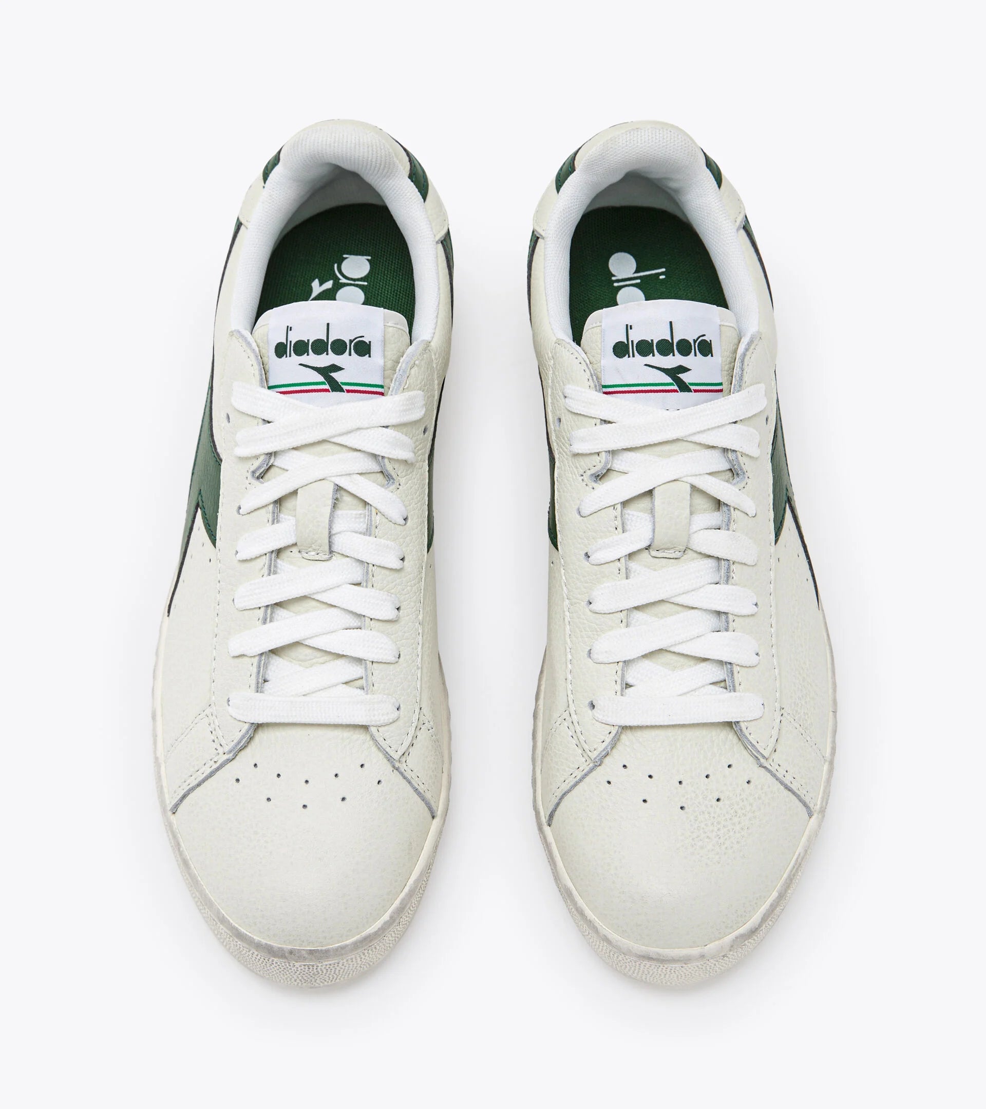 Diadora Game L Low Waxed Trainers - White/Foliage Green