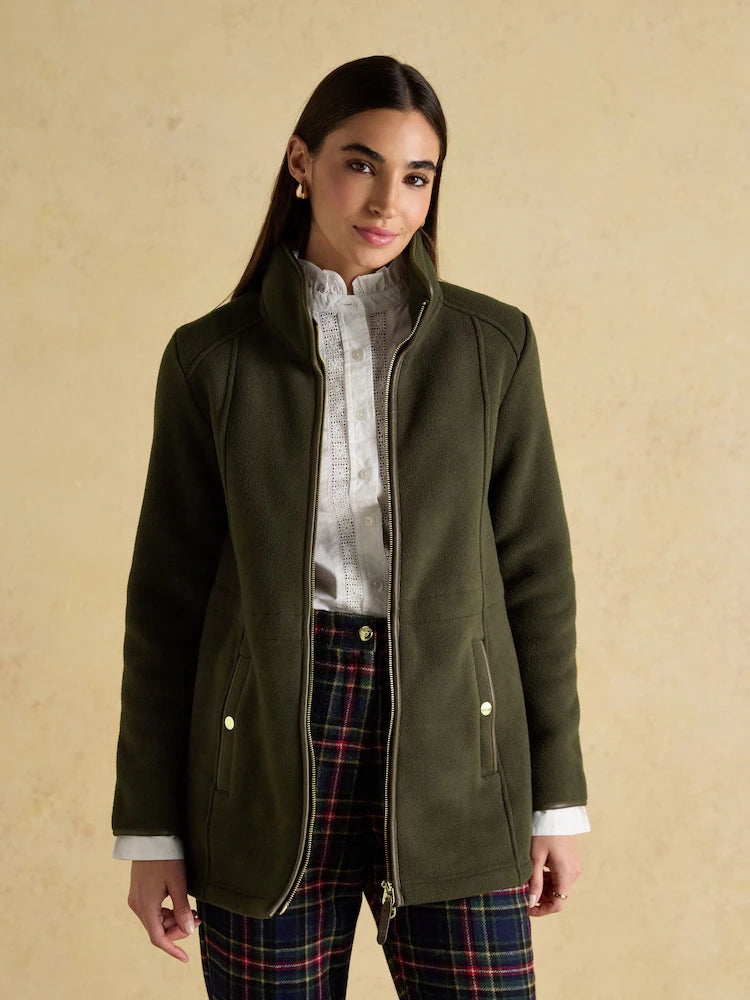 Joules Heritage Green Longline Zip Up Polar Fleece