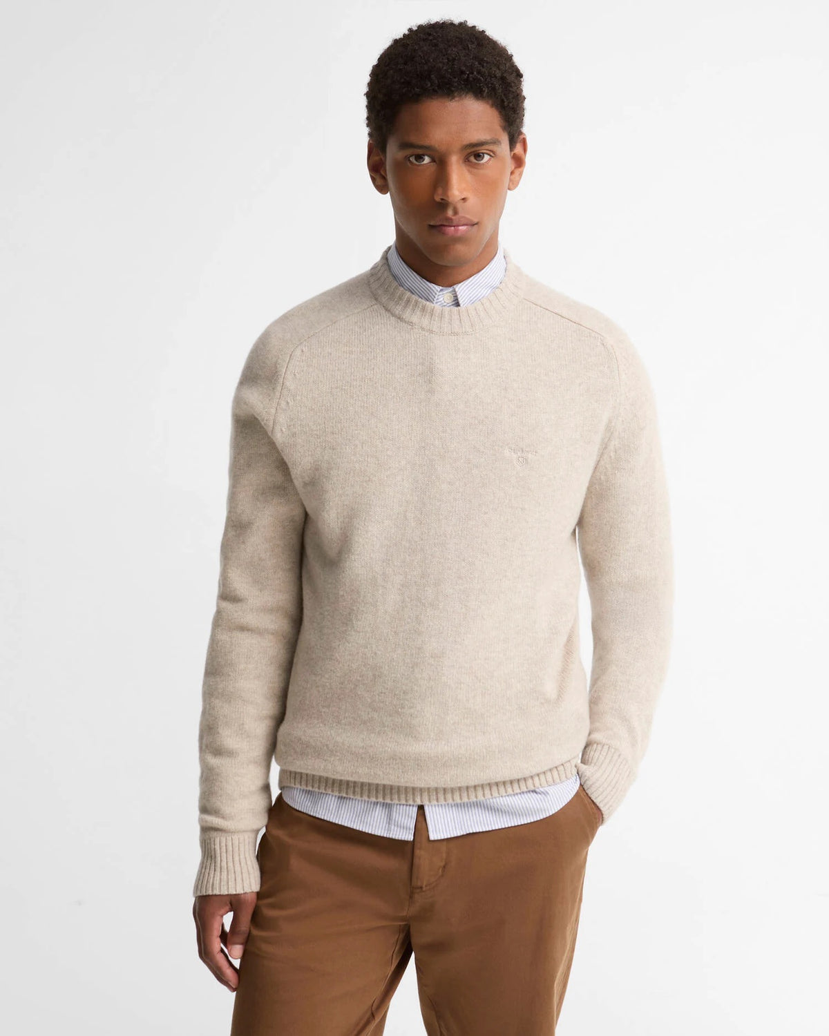 Barbour Newtown Crew Neck Sweater - Light Grey