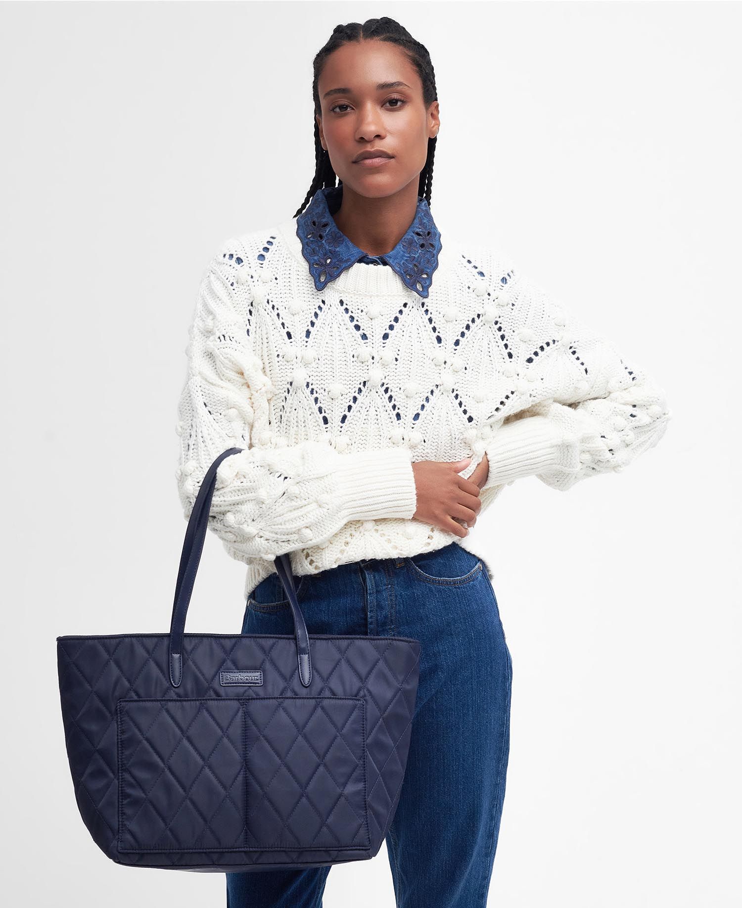 Barbour Quilted Tote Bag - Navy