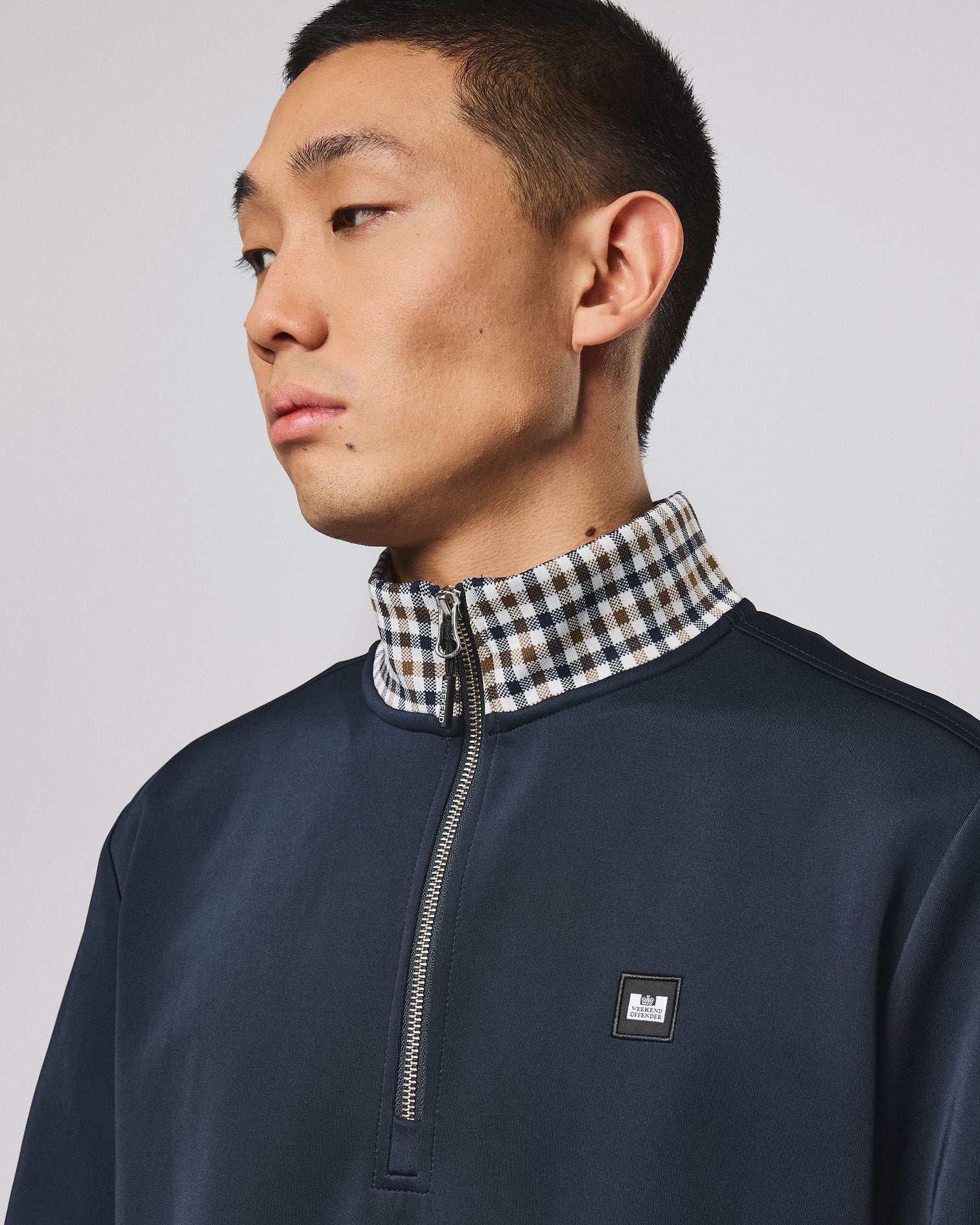 Weekend Offender Henson Jacquard Rib 1/4 Zip - Navy