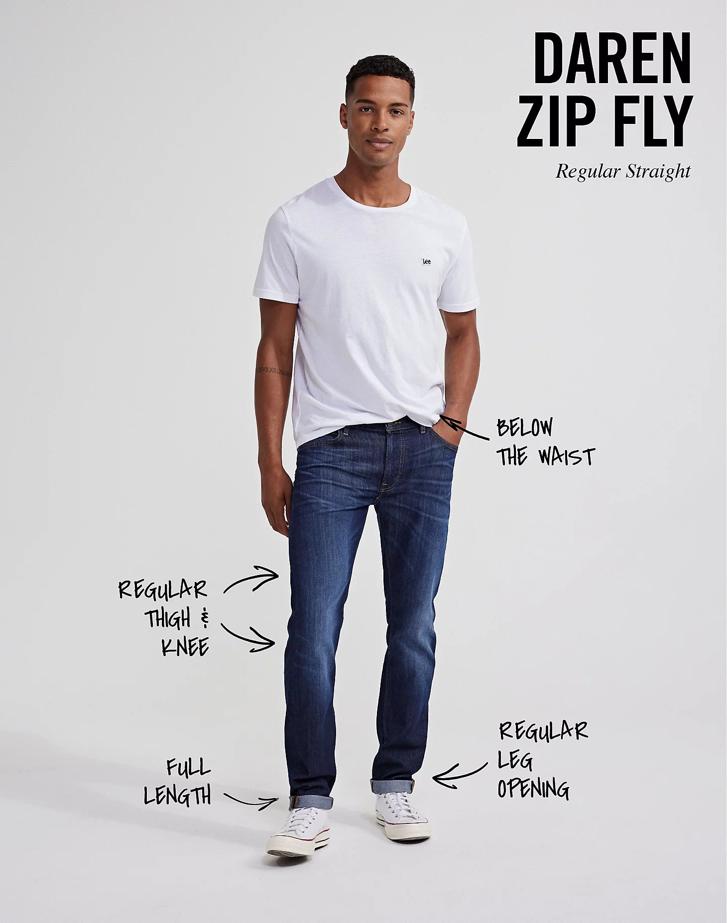 Lee Daren Zip Fly Reg Straight Jeans - Powder